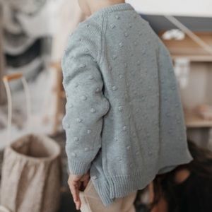 Jamie Kay Cotton Dotty Knit Cardigan - sea-breeze